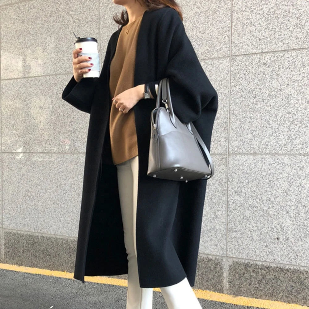 Popular Women's Wear 2025 Autumn/Winter New Coat Temperament Commuter Solid Color Korean Version Straight Tube Loose Fit