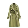 2025 Spring Autumn New Fashion Women's Korean Style Elegant Casual Mid-Length Trench Coat Long Sleeves Button Women's Overcoat