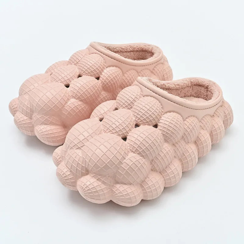 Unisex Outdoor Indoor Trendy Bubble Winter Home Warm Slides Fur Slippers