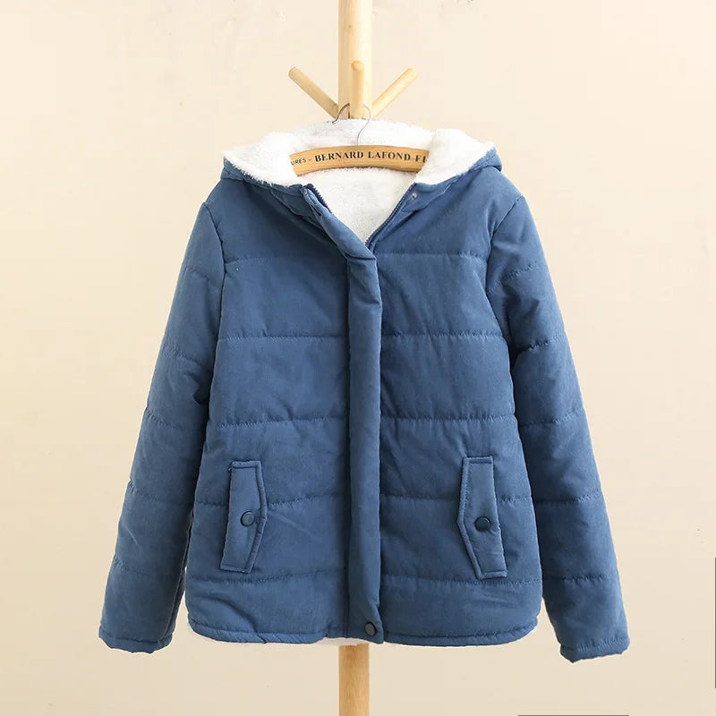 Girls Women Jackets and Coats 2025 Fashion High Quality Plain Hooded Warm Winter Coats for Ladies Women
