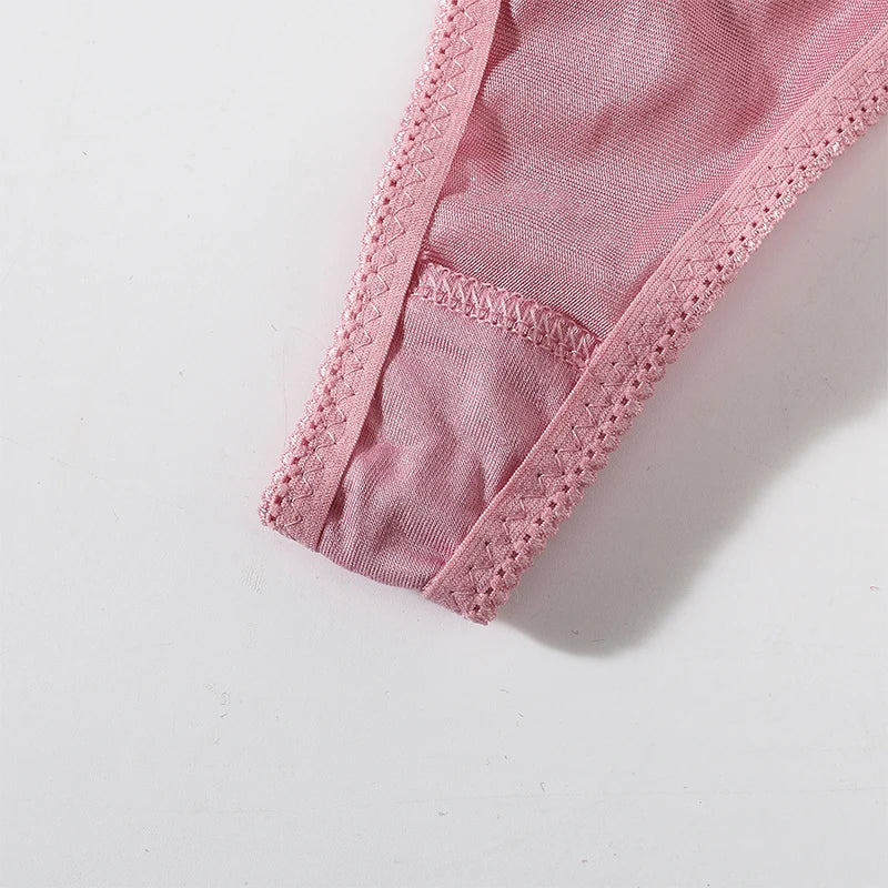 2Pcs/Set Women Panties Low Waist G-string Satin Underwear Female Underpants Solid Color Panty Sexy Lingerie Thongs