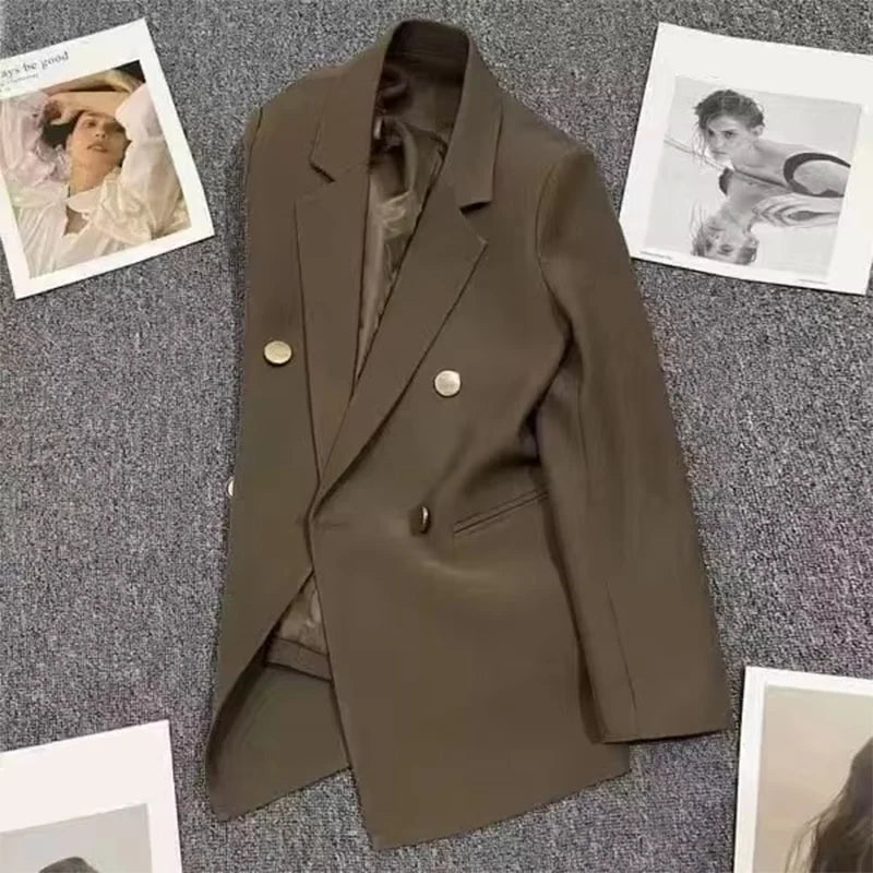 2025 Spring and Autumn New Women's Suit Coat Tops Fashion Elegant Solid Color Button Cardigan Women's Jacket