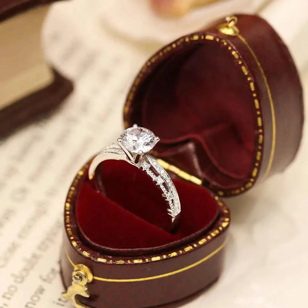 Stylish Minimalist 18K Gold and Natural Diamond Engagement Ring New Silver Dainty Fine Jewelry for Ladies and Couples