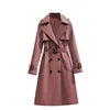 2025 Spring Autumn New Fashion Women's Korean Style Elegant Casual Mid-Length Trench Coat Long Sleeves Button Women's Overcoat
