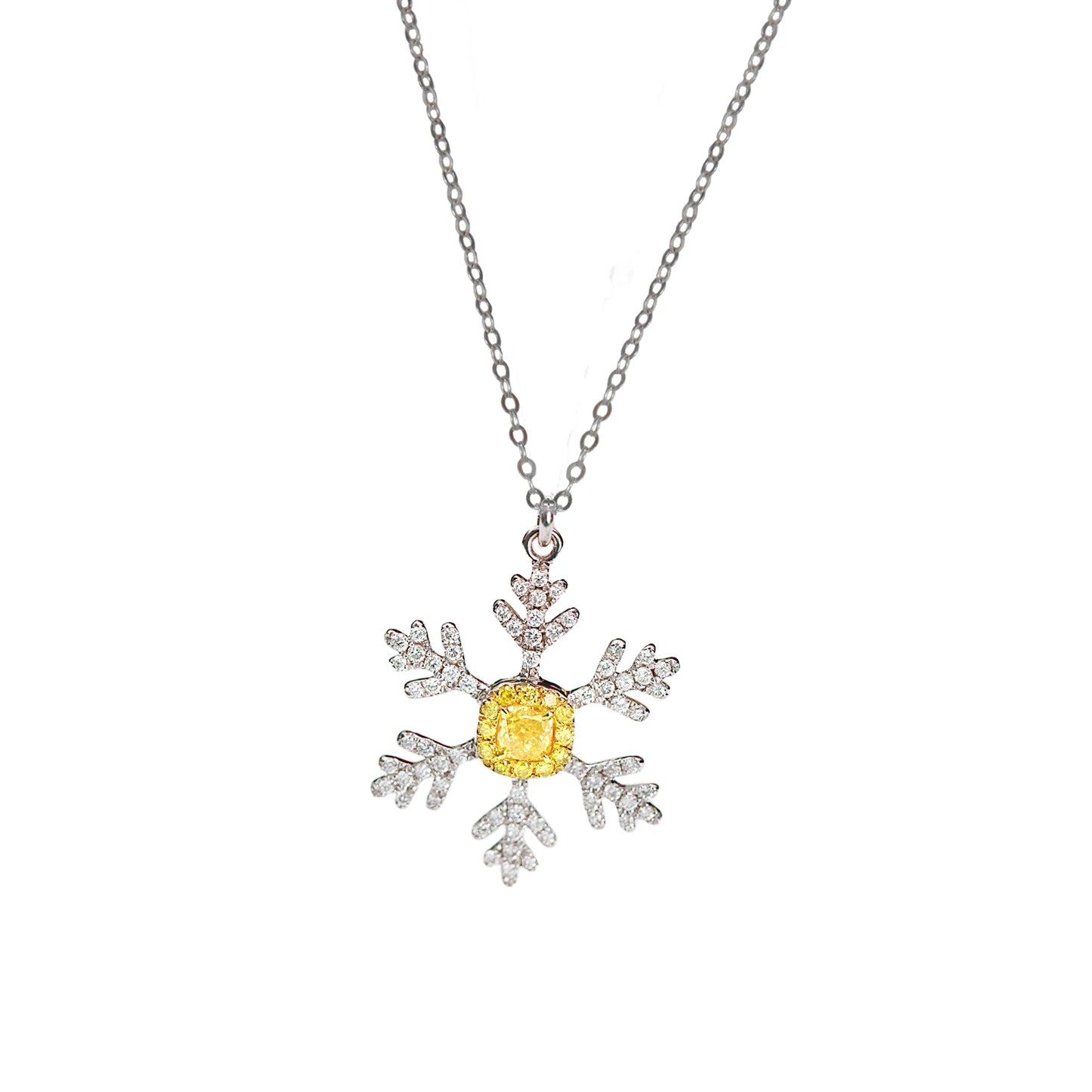 New Best Design Solid 18k Gold Necklace Real Yellow Diamond Necklace Snowflake Necklace with Adjustable Custom for Christmas