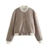 2025 Women's Double Pockets Clash Color Biker Pilot Jacket Coat Tops