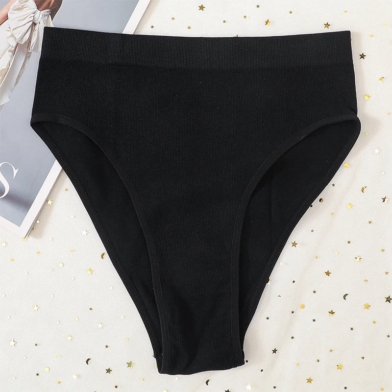 1Pc High Waist Panties For Women Sport Seamless Briefs High-Leg Cut Underpants Female Sexy Lingerie Solid Color Underwear