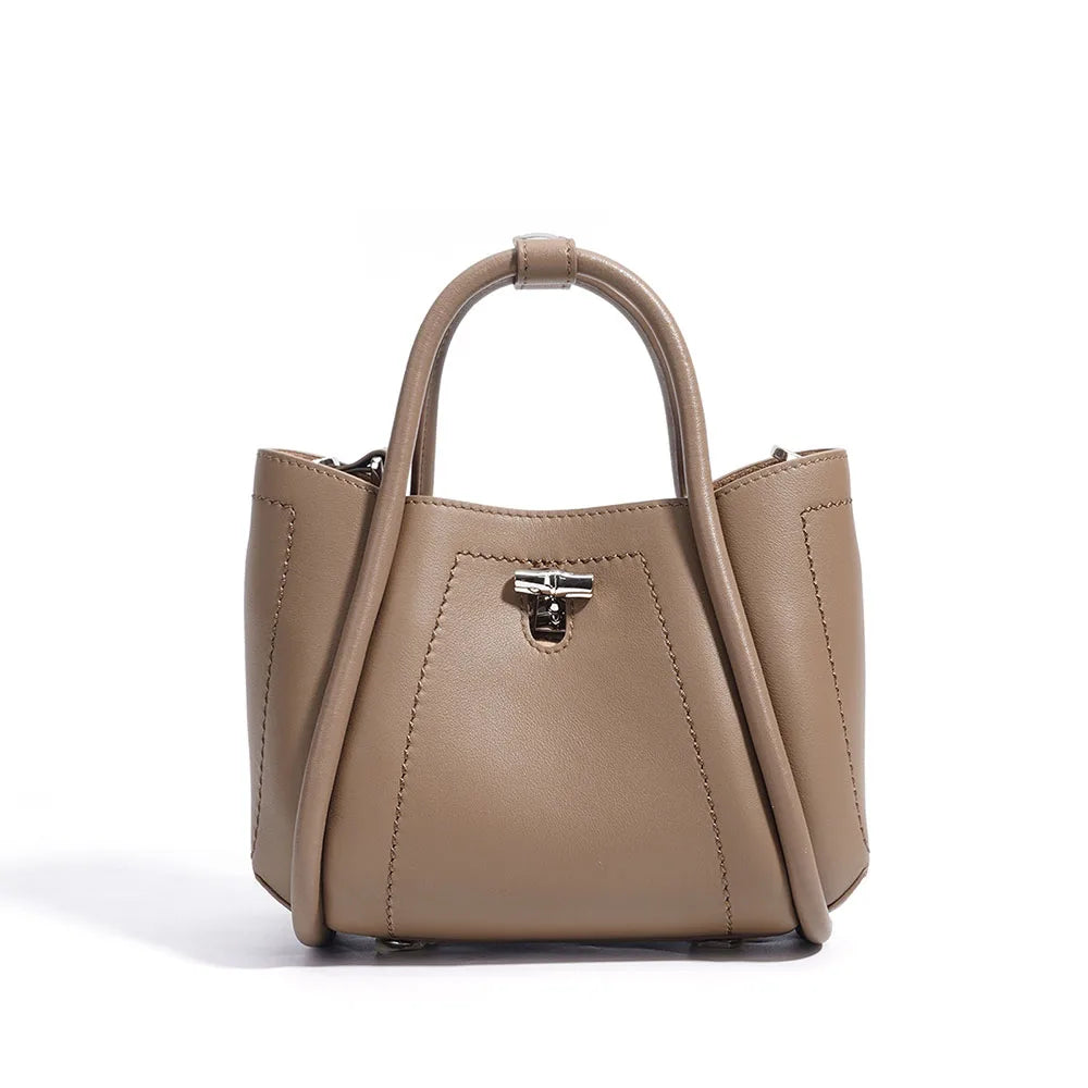 Custom New Design Genuine Cowhide Leather Shoulder Bag High Quality Tote Style Crossbody Handbag Vintage Style for Ladies