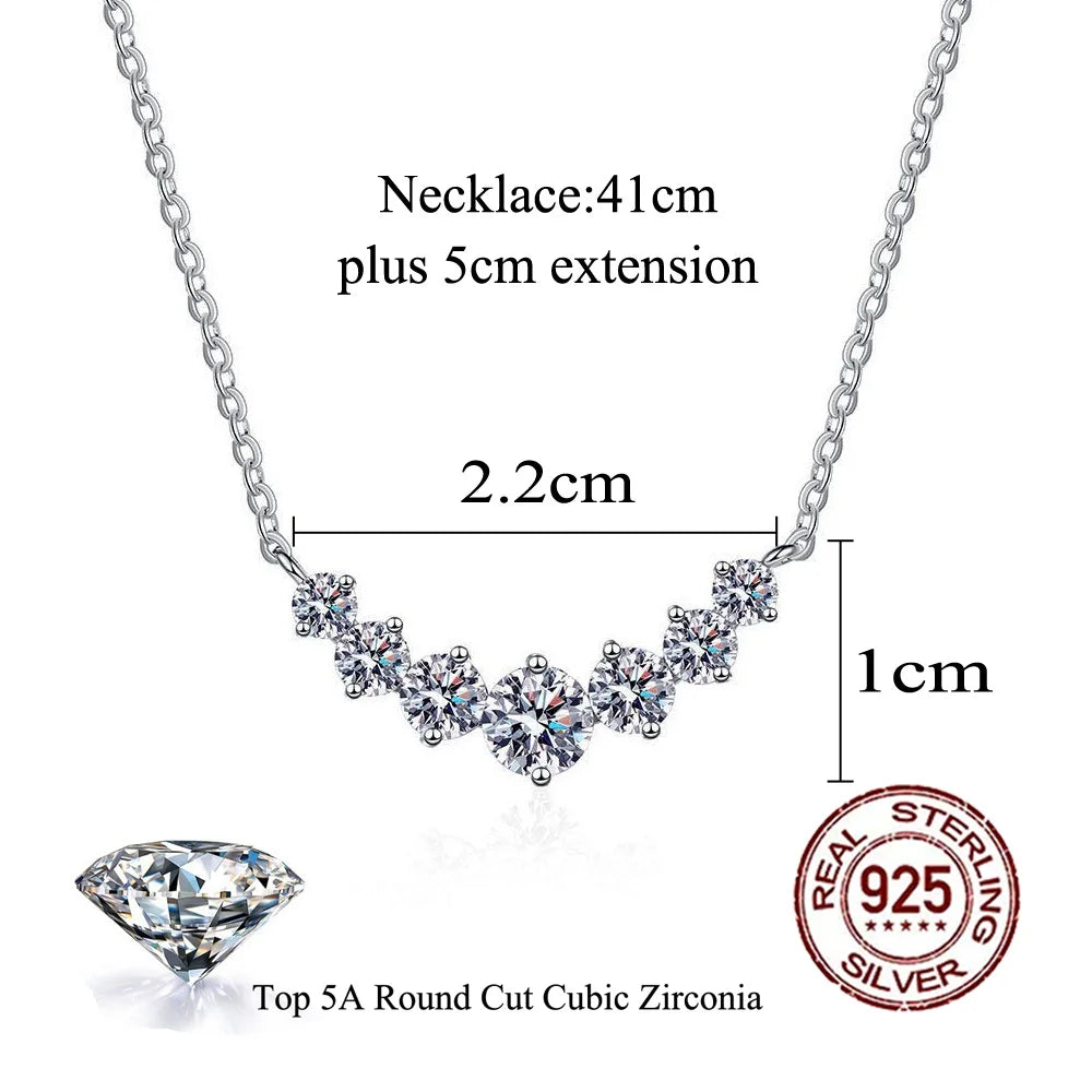 Elegant 925 Silvery 5mm Ice Round Zirconia Inlaid Smile Shaped Pendant Necklace for Women Banquet Valentine's Day Gift