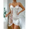 Embroidered Sexy Lingerie, Perspective Sexy Lingerie Set, pink Sexy Garter Belt Three Piece Set
