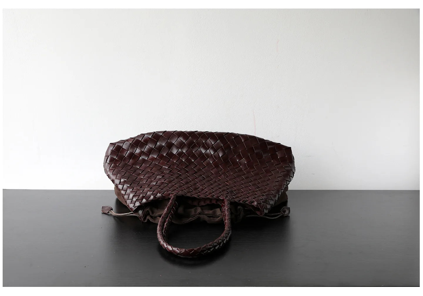 Luxury Tanned Cowhide Genuine Braided Leather Woven Shoulder Bags Large Capacity Soft Hand-woven Women's Bags with Cotton Pouch