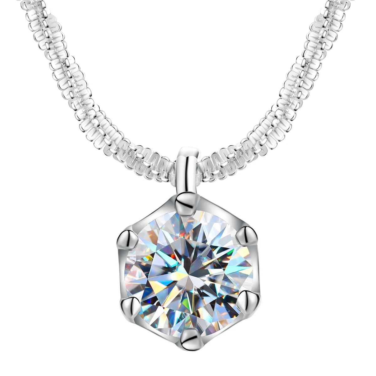 S925 Sterling Silver GRA VVS 0.5 1ct Diamond Moissanite Sex angle Necklace Chain Gift for Lady Women Fine Jewelry