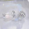 Luxury Diamond Moissanite Round Stud Earrings S925 Silver Twist Bead Design Stud Earrings for Women Men Fine Jewelry