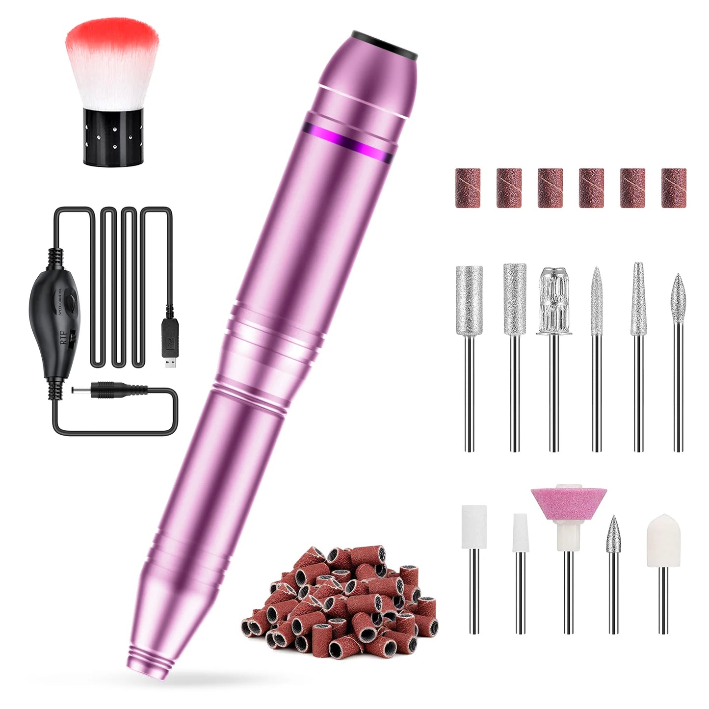 USB Portable Electric Nail File Polishing Tool Manicure Pedicure Nail Supplies for Home and Salon Use