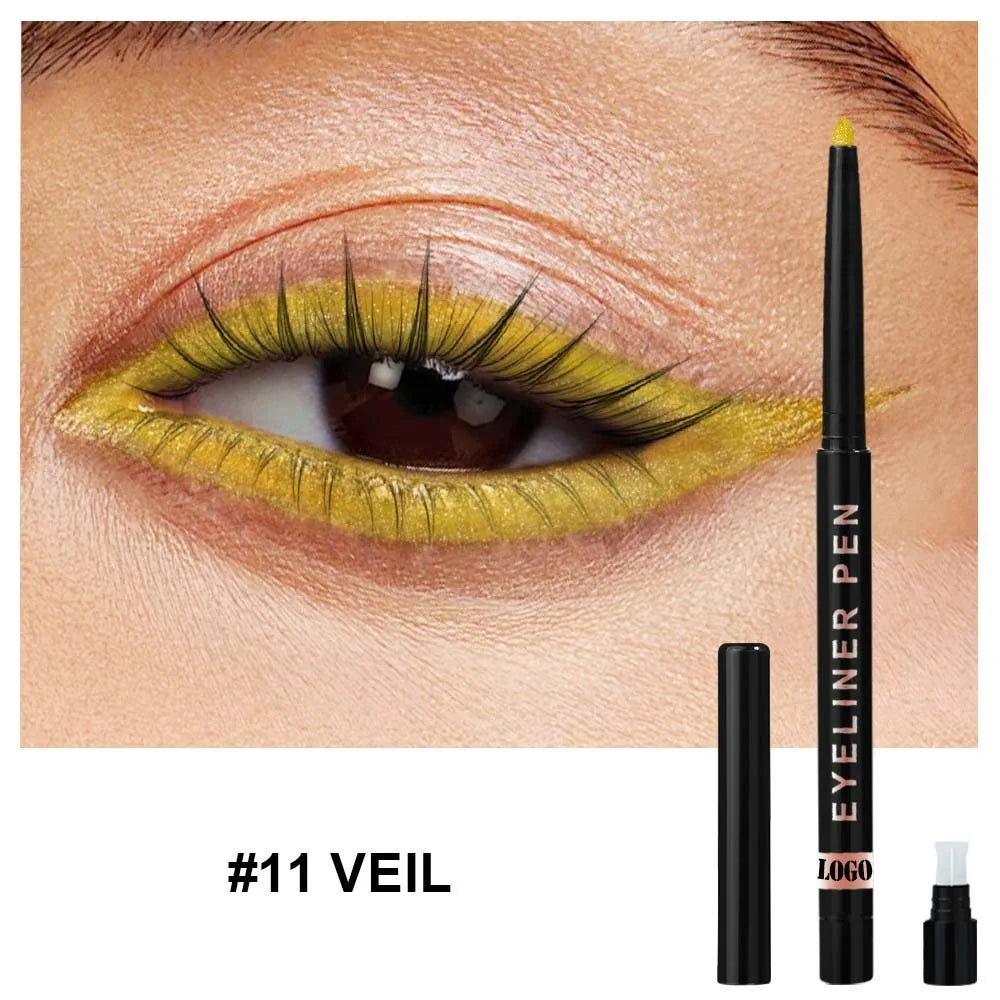 High Pigment Glitter Eyeliner Pencil Waterproof Long-Lasting Smudge-Proof Shimmery Metallic Eyeliner Makeup Pen