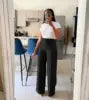 2025 Spring and Autumn Women's Lady High Waist Straight Wide Leg Casual Solid Color Trousers Female Office Pants