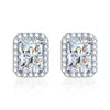 925 Sterling Silver GRA Certified 1CT Emeralds Radiant Cut D Color Moissanite Diamond Wedding Stud Earrings Women Fine Jewelry