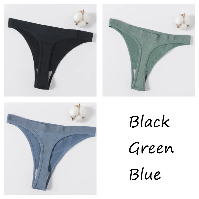 3Pcs/Set Seamless G-string Women Panties Sexy Thongs High Waist Underwear Female Underpants Sports Solid Bottom Sexy Lingerie