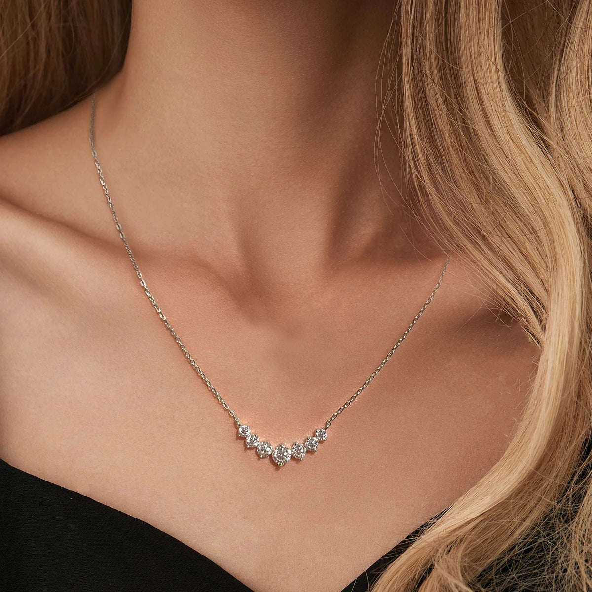 925 Silver Gold Plated GRA Eternity 0.5ct 7 VVS D Color Moissanite Diamond Stone Necklace Chain Engagement Women Fine Jewelry