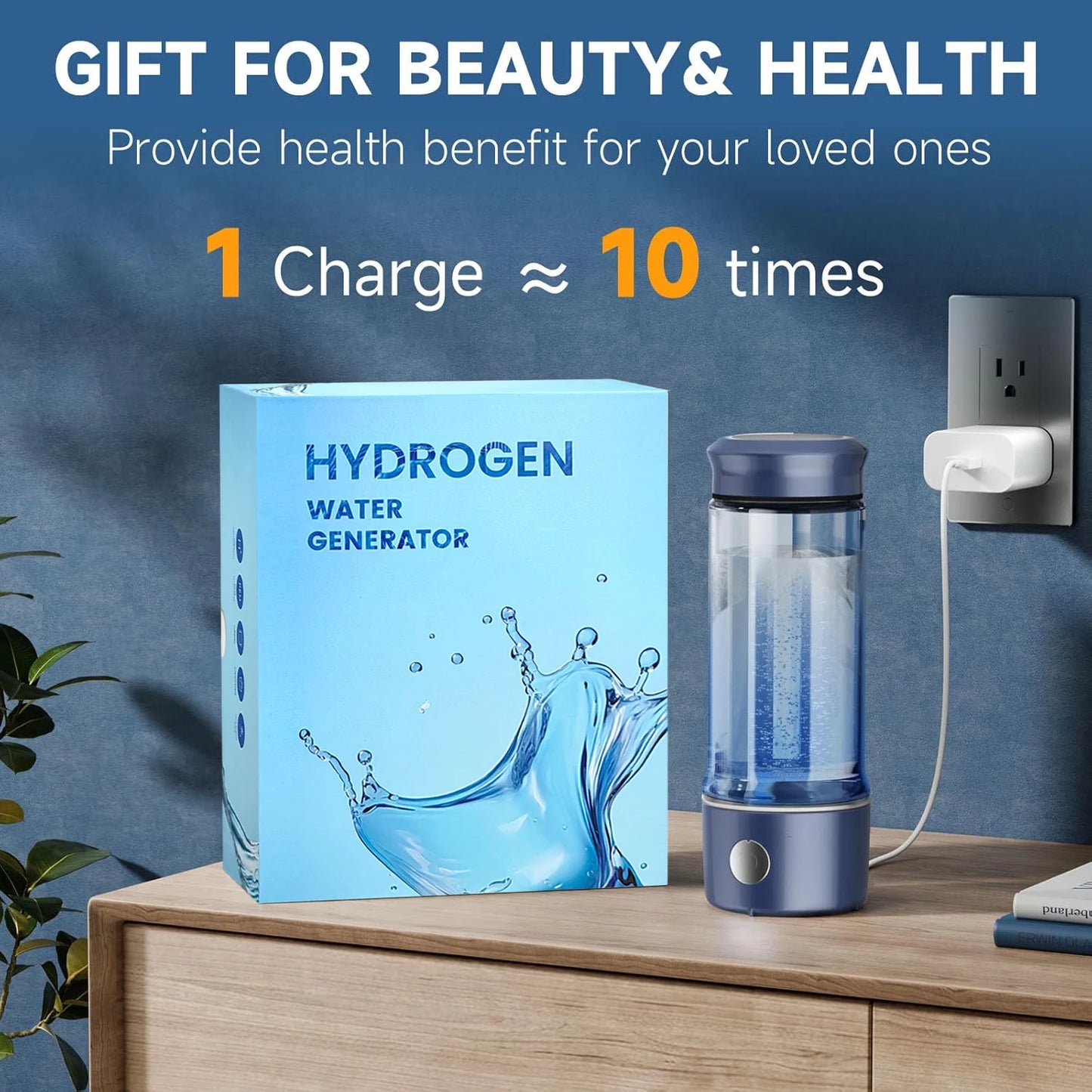 Hydrogen Water Bottle - up to 2300PPB, 3 in 1 Hydrogen Water Bottle Generator, SPE PEM Technology USB-C Charging Hydrogen Water