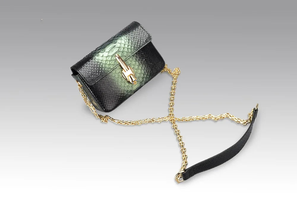 Custom Luxury Real Snake Skin Leather Chain Women Evening Designer Mini Crossbody Flap Bag Handbag Purse for Women
