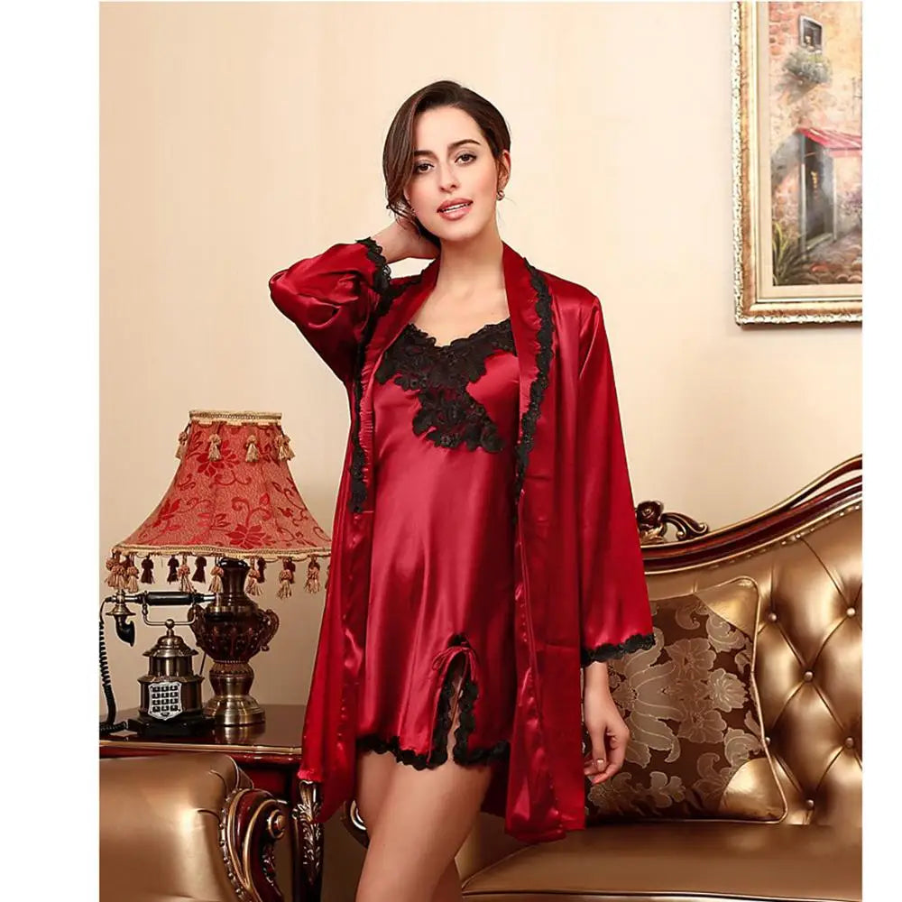 Charmeuse Family Matching Pajamas Sexy Silk Set Night