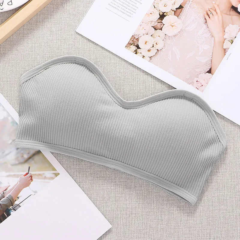 Strapless Tube Top Women Cropped Top Invisible Non-wire Bra Seamless Underwear Sexy Lingerie Cotton Bandeau Bra Removable Pads