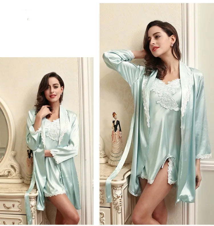 Charmeuse Family Matching Pajamas Sexy Silk Set Night