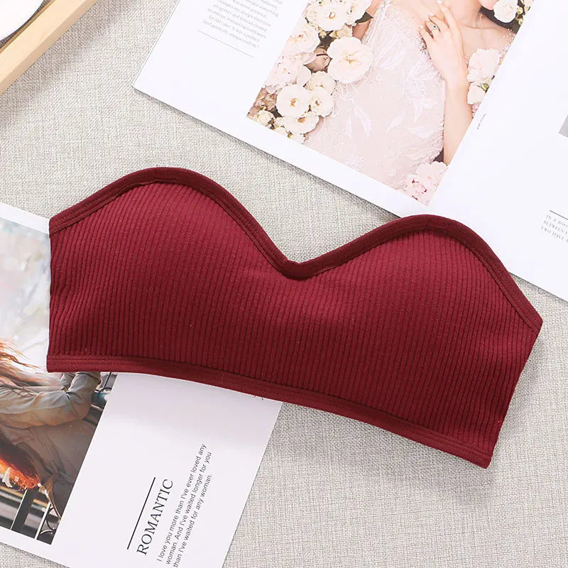Strapless Tube Top Women Cropped Top Invisible Non-wire Bra Seamless Underwear Sexy Lingerie Cotton Bandeau Bra Removable Pads