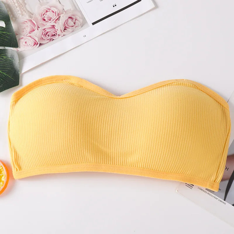 Strapless Tube Tops Women Crop Top Seamless Underwear Back Closure Sexy Lingerie Female Wrap Bra Chest Padded Bandeau Top