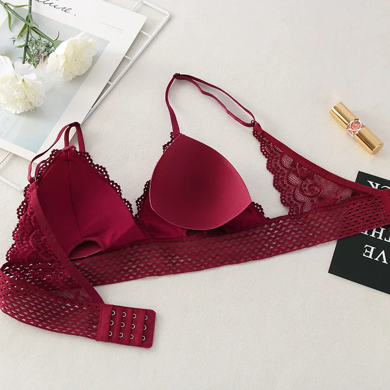 Floral Lace Bra Non-Wire Bralette Push Up Bras For Women V-neck Brassiere Female Padded Underwear Sexy Lingerie Intimates
