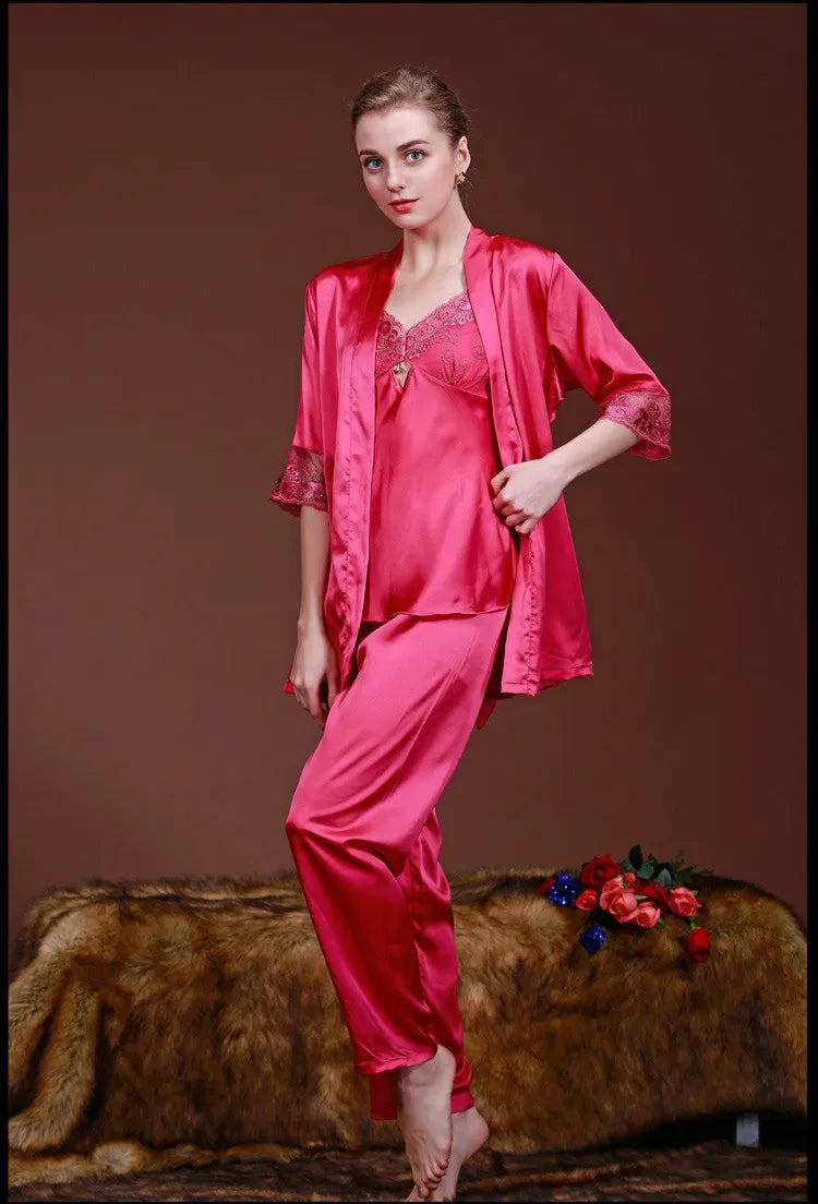 Charmeuse Family Matching Pajamas Sexy Silk Set Night