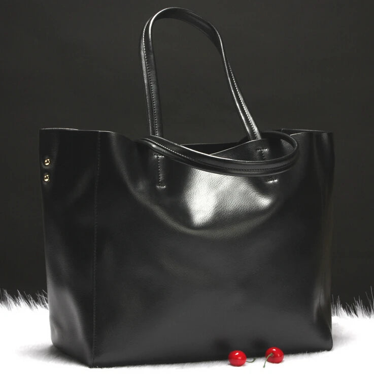 Femme Fashion Ladies Classic Luxury Genuine Cowhide Leather Women' Tote Bag Handbag