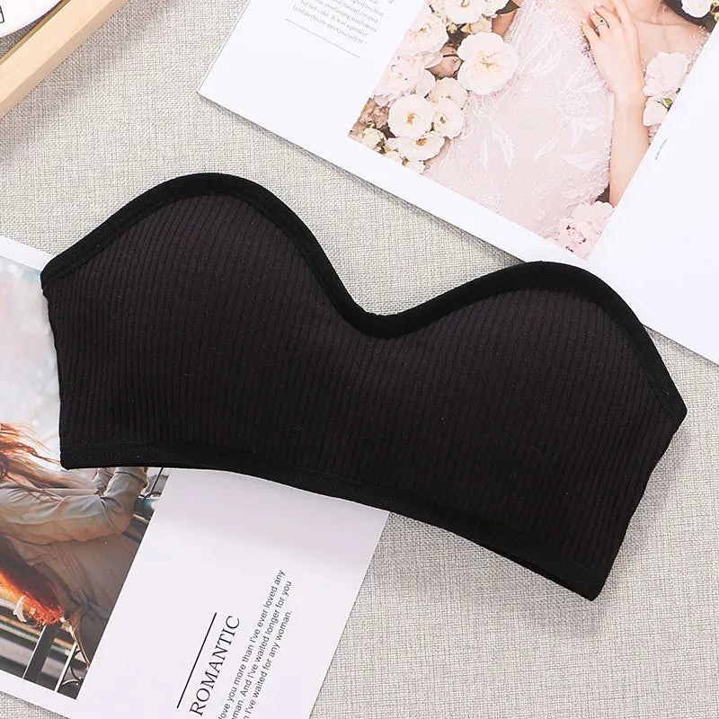Strapless Tube Top Women Cropped Top Invisible Non-wire Bra Seamless Underwear Sexy Lingerie Cotton Bandeau Bra Removable Pads