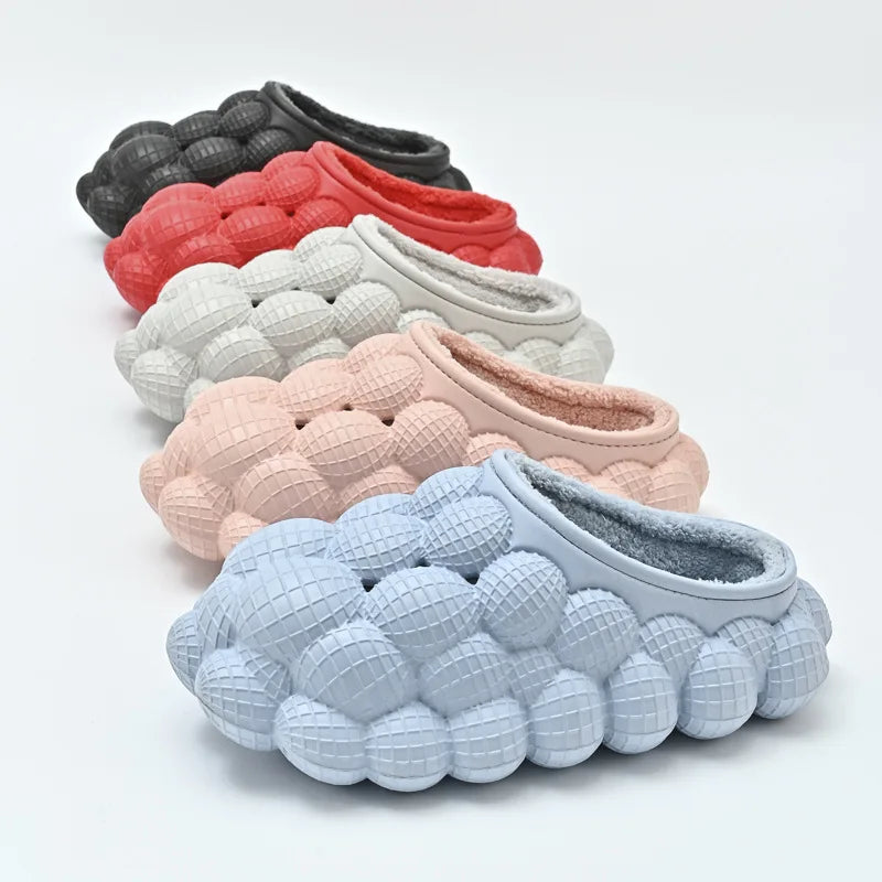 Unisex Outdoor Indoor Trendy Bubble Winter Home Warm Slides Fur Slippers