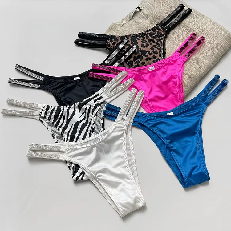 Ice Silk Thongs Women's Panties Luxury Bikini G-String Underwear Low Waist Briefs Female Underpant Pantys Sexy Lingerie
