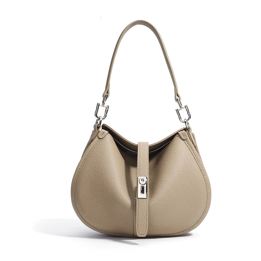 2025 Genuine Leather Handbags Women's ,Girls Cowhide Half Moon Crossbody Shoulder Bag Crescent Bag