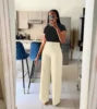 2025 Spring and Autumn Women's Lady High Waist Straight Wide Leg Casual Solid Color Trousers Female Office Pants