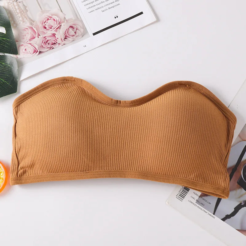 Strapless Tube Tops Women Crop Top Seamless Underwear Back Closure Sexy Lingerie Female Wrap Bra Chest Padded Bandeau Top