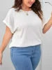 Fashion Women's 2025 Summer New Large Solid Color Short sleeved T-shirt