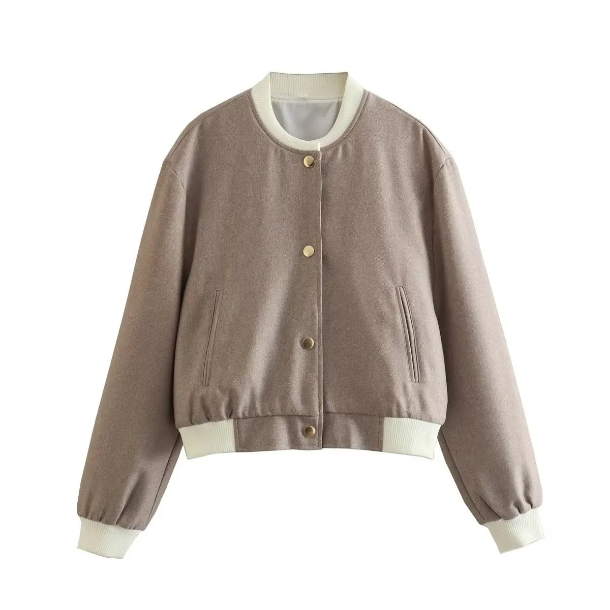 2025 Women's Double Pockets Clash Color Biker Pilot Jacket Coat Tops
