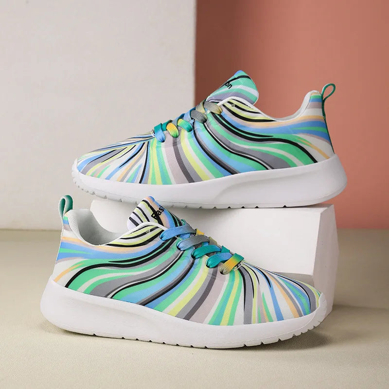 New Large Size Lace-up Colorful Canvas Flat Shoes for Women
