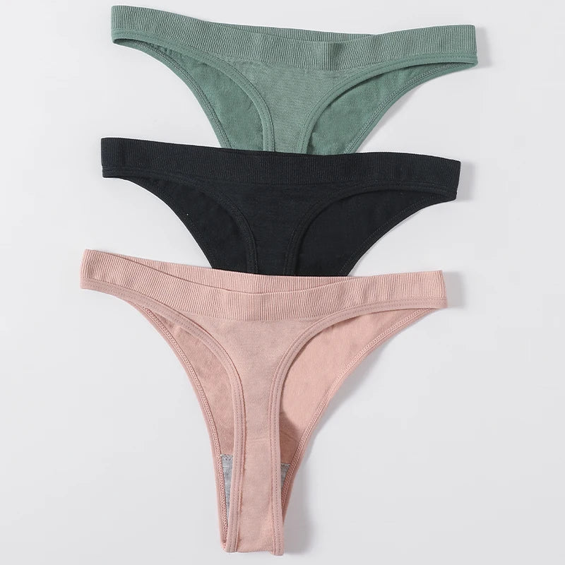 3Pcs/Set Seamless G-string Women Panties Sexy Thongs High Waist Underwear Female Underpants Sports Solid Bottom Sexy Lingerie