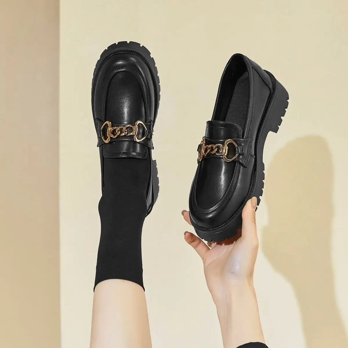 Loafers Women New Arrivals 2025 Hoof Heels Spring Autumn Fashion PU Leather Pumps Shoes Loafers for Women