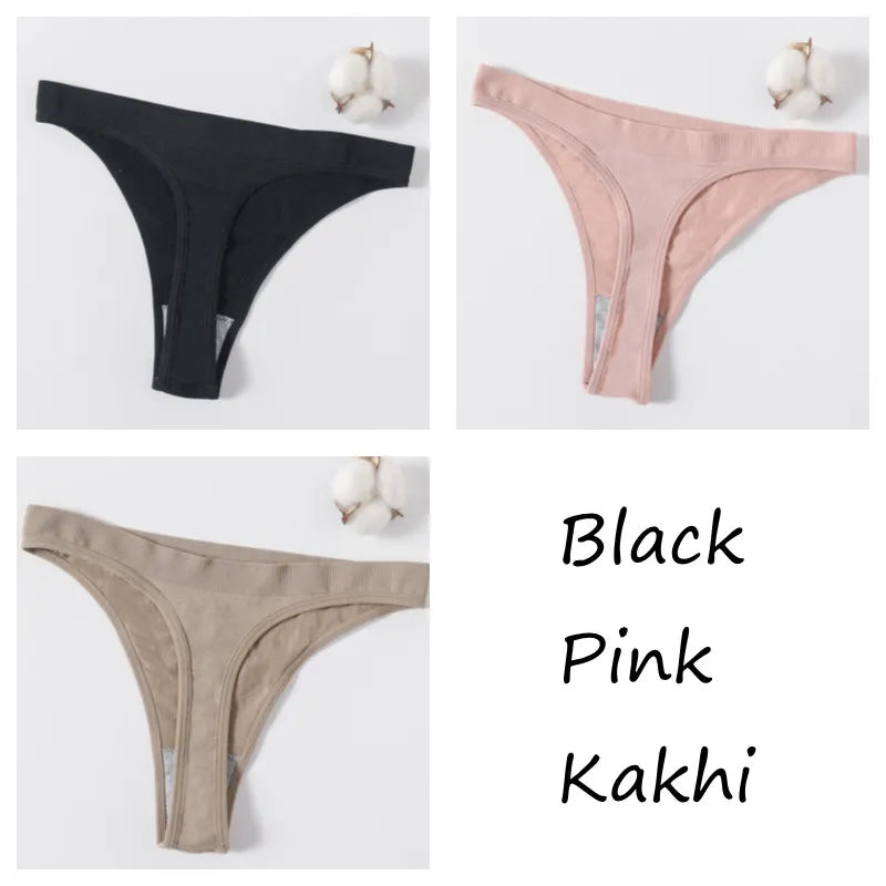 3Pcs/Set Seamless G-string Women Panties Sexy Thongs High Waist Underwear Female Underpants Sports Solid Bottom Sexy Lingerie