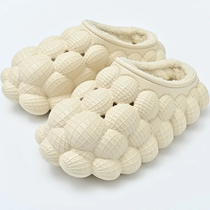 Unisex Outdoor Indoor Trendy Bubble Winter Home Warm Slides Fur Slippers