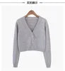 Korea Design Fashion Women's Sweet Style Sweater High Waist Long-sleeve V-neck Knitting Buttons Cardigan
