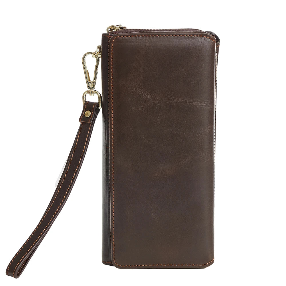 Unisex Purse Genuine Leather Bags 2025 Fashion Style Multi-Card Clutch Pack Cell Phone Leather Handbag