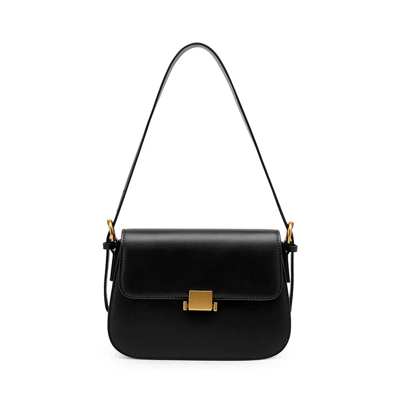 Women Cowhide Saddle Handbag Small Wedding Flap Underarm Shoulder Bag Retro Leather Square Box Messenger Tote for Lady Female