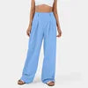 2025 Girls Pants High Waist Long Wide Leg Pants Women Casual Loose Straight Plain Color Cotton Pants for Women